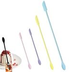 4 Pcs Mini Spatulas Silicone,Multifunctional Reusable Tiny Rubber Makeup Long Spoon,for Kitchen Food Baking Cooking Beauty Make Up Cosmetics Lotion Resin Handmade Palette (Pink Green Pink Yellow)