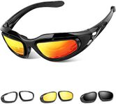 Linist Polarized Motorcycle Riding Goggles, Windproof Cycling Glasses UV400 Outdoor Sports Sunglasses Interchangeable Lenes for Running, Driving, Mountain Bike, Hiking