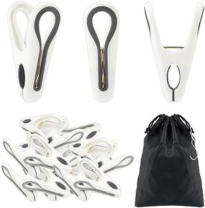 Rovedcity Plastic Clothes Pins Strong Clothespins-24PCS Heavy Duty Laundry Clothes Clips Windproof Clamps Clothes Pegs, No Trace Design for Clothes