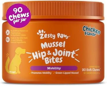Zesty Paws Mussel Mobility Bites for Dogs - New Zealand Green Lipped Mussel with Natural Glucosamine & Chondroitin + Omega-3 Fatty Acids - Hip & Joint Support Supplement Soft Chews – 90 Count