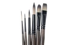 Brustro AquaStrokes Artist Brushes | Set of 6 | Ideal for Watercolour, Gouache, Acrylics, Oil Brush, Synthetic Bristles, Wooden Handle | Made for Students and Professionals Artists