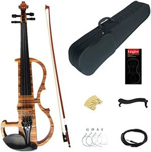 Kinglos 4/4 Solid Wood Advanced Wood Grain Electric/Silent Violin Kit with Ebony Fittings Full Size (MWDS1903)