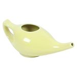 Leak Proof Durable Porcelain Ceramic Neti Pot 220 ML for Natural Nasal Cleansing | Natural Treatment for Sinus, Infection and Congestion Microwave and Dishwasher Friendly (Yellow)