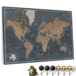 Canvas World Map with Cork Pin Board - English Lettering - Decorative Wall Decoration for All Rooms - Canvas Pictures with World Map Motif (70x50 cm, Pattern 5)