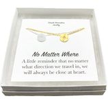 No Matter Where Message Card, Matching Compass Necklaces Set for 2 (Gold/Silver) (Box) Miss Fit Boutique