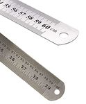 Tia Crafts 24 inch, 60 cm, 40 inch, 100 cm Stainless Steel Ruler Scale Long double Side Measuring Tool for Architects, Engineers, College Students, Pack of 2 (Combo, Stainless Steel)