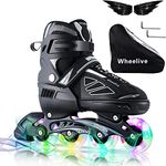 Wheelive Adjustable Inline Skates for Kids and Adults, Oversized Illuminating Skates Performance Skates with Full Light Up Wheels Ideal for Boys,Girls,Men,Women