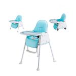 Safe-O-Kid® Elara 5 in 1 High Chair, with 1 Year Warranty, High Chair for Baby Kids, Toddler Feeding Booster Seat Dining Table Chair with Wheel and Cushion for 6 to 36 Months- Blue