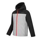 SNOTEK X-SERIES Kids Softshell Windbreaker- Fleece-lined Fall/Spring Jacket with Large Front Pockets for Boys and Girls (Black/Grey Melange, X-Large)