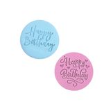 Happy Birthday Cookie Stamp - Icing Fondant Embosser/Stamp - 2Pcs Round Cookie Cutters for Kid DIY, Cake, Birthday Celebrations