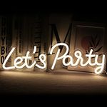 SIGNSHIP Let's Party Neon Light Led Neon Sign for Wall Decoration,USB Letter Party Neon Art Wall Decor for Christmas Birthday Party Wedding Engagement Party Graduation Party Gift