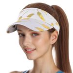 Kordear Sun Visors for Women - Adjustable Visor Hat, Golf Visor Ladies Sun Visor Hat Ponytail Baseball Cap Printed Tennis Running Visors Cap for Women Men White