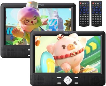 YOTON 10.5" Two Car DVD Players Portable Headrest Dual Screen Play a Same or Two Different Movies with 6 Hours Rechargeable Battery, 2 Mounting Brackets, Support USB/SD/Sync TV