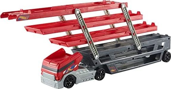 Hot Wheels Mega Transporteur Rouge et Noir, Camion pour Transporter Jusque 50 Petites Voitures, Jouet pour Enfant, CKC09 Exclusivité sur Amazon