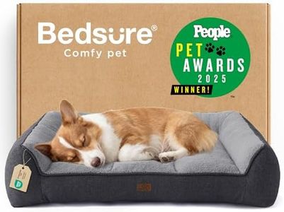 Bedsure Orthopedic Dog Beds Large - 89x63cm Extra Thick Supportive Large Dogs Sofa with Waterproof Washable Cover, Pet Bed Sofa with Soft Plush Sherpa and Nonskid Bottom, Dark Grey