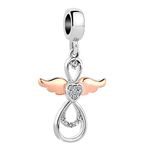 LSxAB Dangle Guardian Angel with Clear Heart Charm Compatible with Pandora Charms Bracelets