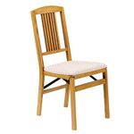 MECO Simple Mission Folding Chair Oak Finish, Set of 2, Wood,Fabric, 21.25D x 17W x 36H in