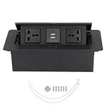 Pop Up Electrical Outlet Cover Box, 2 Sockets Power Plugs and 2 USB, Floor Sockets Table Waterproof IP40, Recessed Power Socket for Office Conference Desk Restaurant Kitchen Cafe, 250V,13A