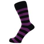 ZAKIRA Finest Combed Cotton Striped Dress Socks for Men, Women, 7-12 (US), Purple/Black