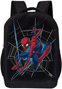 MARVEL COMICS CLASSIC SPIDERMAN BACKPACK - MARVEL BLACK SPIDERMAN 18 INCH AIR MESH PADDED BAG (Spiderman Web)