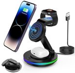 Zitronix® Magnetic Wireless Charger for iPhone 3 IN 1 Wireless Magentic Charger for iPhone, iWatch & Airpods Fashion Travel Folding Wireless Magentic Charger with Light, Universal Compatibility