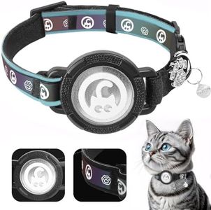 Airtag Cat Collar | Waterproof Cat Collar Airtag Holder - Breakaway Cat Airtag Collar with Bells, Cute Diamond Paw, Reflective, Lightweight GPS Cat Collar for Girl Boy Cat, Kitten (Green, S(24-33CM))