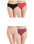 Amazon Brand - Symbol Women's Pure Cotton Printed Hipster Brief (Pack of 4) (SYMPNTY04_Blue-Rust-Mustard-Black_Large)