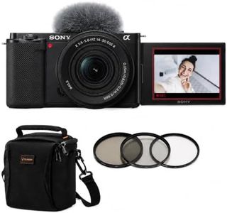 Sony ZV-E10 APS-C Mirrorless Vlogging Camera with 16-50mm II Power Zoom Lens, Shoulder Bag, UV | CPL | ND Filter Kit, 1-Year Sony Warranty, Black