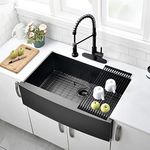 30 Inch Farmhouse Sink Black - VOKIM 30 Inch Matte Black Stainless Stee Farmhouse Sink Apron Curved Front kitchen Sink 16 Gauge Stainless Steel Single Bowl Kitchen Sink