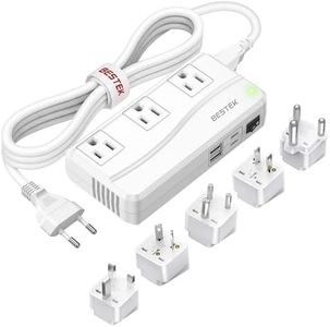 BESTEK 220V to 110V Converter, 300W AC Voltage Converter US to Europe with USB-C (PD20w), Step Down Power Converter for European Travel, (EU/UK/AU/JP/India/South Africa Universal Plug Adapter)