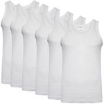 Mens 100% Cotton Summer Weight Singlet Vests Underwear/White / (Pack of 6) (Large 41-43" (104-109 cms))