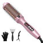 Thermal Brush,1.5 in Volumizing Brush Curling Iron Heated Curling Brush Ceramic Tourmaline Ionic Curling Comb Dual Voltage Travel Curling Iron with Brush,LCD Display 10 Temperatures Heated Round Brush