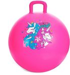 AWOKZA Kids Hop Ball Sit and Bounce Jumping Ball Hoppity Ball Kangaroo Ball Inflatable Jump Bounce Rubber Hopping, Bouncing, Playing, Yoga, Gym Ball with Handle for Boys, Girls, Children (Pink)