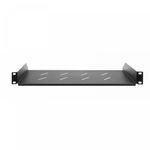 DKURVE® 1U Cantilever Tray Vented Rack Mount Shelf 10" 250mm Deep Black for Wall Mount Cabinets - Durable and Heavy Duty Steel - Network Equipment Rack & Cabinet