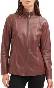 Women's Italian Genuine Leather Jacket - Real Lambskin Leather Jacket for Women - Burgundy (XS)