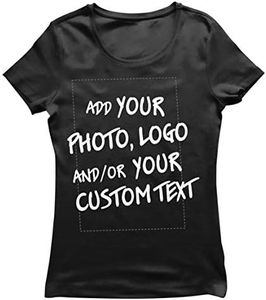 lepni.me Tee Shirt Femme ​Personnalisable Cadeaux Ajouter Un Logo d'entreprise Design Personnel ou Une Photo pour Cadeau (M Noir Multicolore)
