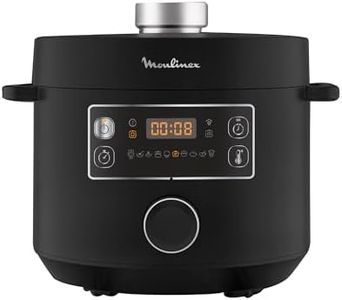 Moulinex Epic Turbo Cuisine CE7548 - Olla a presión eléctrica 1090 W, 10 programas automáticos, cestillo de cocción al vapor, Negro