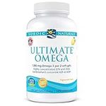 Nordic Naturals Ultimate Omega SoftGels - Omega-3 Supplement, Concentrated Fish Oil With More DHA and EPA, Supports Heart Health, Brain Development and Overall Wellness, Lemon, 120 Count