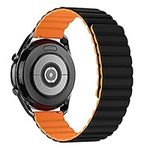 Tasikar 22mm Bands Compatible with Samsung Galaxy Watch 3 45mm Band, Silicone Magnetic Clasp [Double Sided Wearable] Replacement Bracelet Strap for Galaxy Watch 46mm (Orange-Black)