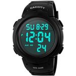 Men s Digital Sports Watch LED Screen Large Face Military Watches and Waterproof Casual Luminous Simple Army Watch - Black