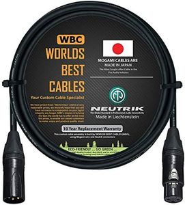 50 cm - Balanced Microphone Cable Custom Made by WORLDS BEST CABLES - Using Mogami 2549 (Black) Wire and Neutrik NC3MXX-B & NC3FXX-B Gold XLR Plugs