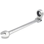 FOCMKEAS 1/4 Inch Flex-Head Ratcheting Combination Wrench SAE 72 Teeth 12 Point Ratchet Box Ended and Open End Spanner Tools, Flexible Head Gear Wrench, Heat-Treated CR-V