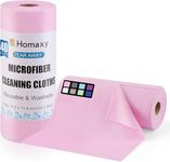 Homaxy Microfiber Cleaning Cloth Roll, 40 Pack Reusable Tear Away Towels, 11.8" x 11.8", Ultra Absorbent and Lint Free Cleaning Rags Towels for Car, House, Kitchen, Pink