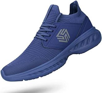 Giniros Mens Slip On Walking Shoes Non Slip Running Shoes Breathable Workout Shoes Lightweight Gym Sneakers, Dark Blue, 9.5