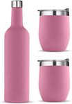 Wine Chiller Gift Set - Vacuum-Insulated Wine Bottle 750ml & Two Wine Tumbler With Lids 16 oz. Made of Shatterproof 18/8 Stainless Steel & BPA-FREE Lids, Perfect Wineglasses for Travel, Picnic, Etc