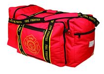 OccuNomix OK-3000 Large Gear Bag, "Firefighter" Woven in Reflective Trim Along Bag Straps, Maltese Cross Logo 29" x 17" x 16", Red