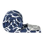 Divine Casa Microfibre 120 GSM Mild Winter Abstract Printed Reversible Single Bed Size Blankets Light Weight Quilt Duvet, (Navy Blue & White, 140 x 230)