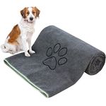 KinHwa Microfiber Dog Towel Super Absorbent Pet Bath Towel Large Size for All Dogs and Cats with Embroidered Paw Print 30inch x 50inch Gray