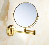 ASTTONUS® Wall Mount Shaving Mirror II Makeup Mirror II Bathroom Mirror with 5X magnifying mirror (Gold,8Inch)