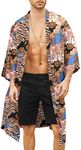 COOFANDY Men's Lightweight Kimono Robe Jacket Printed Japanese Style Bathrobes Casual Open Front Long Cardigan Coat Outwear